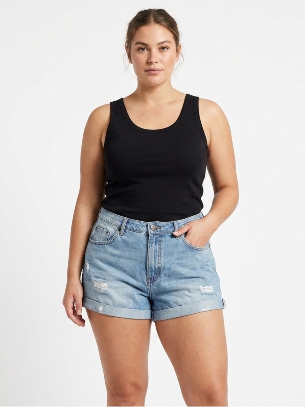 One Teaspoon Light Blue Distressed Denim Jean Shorts